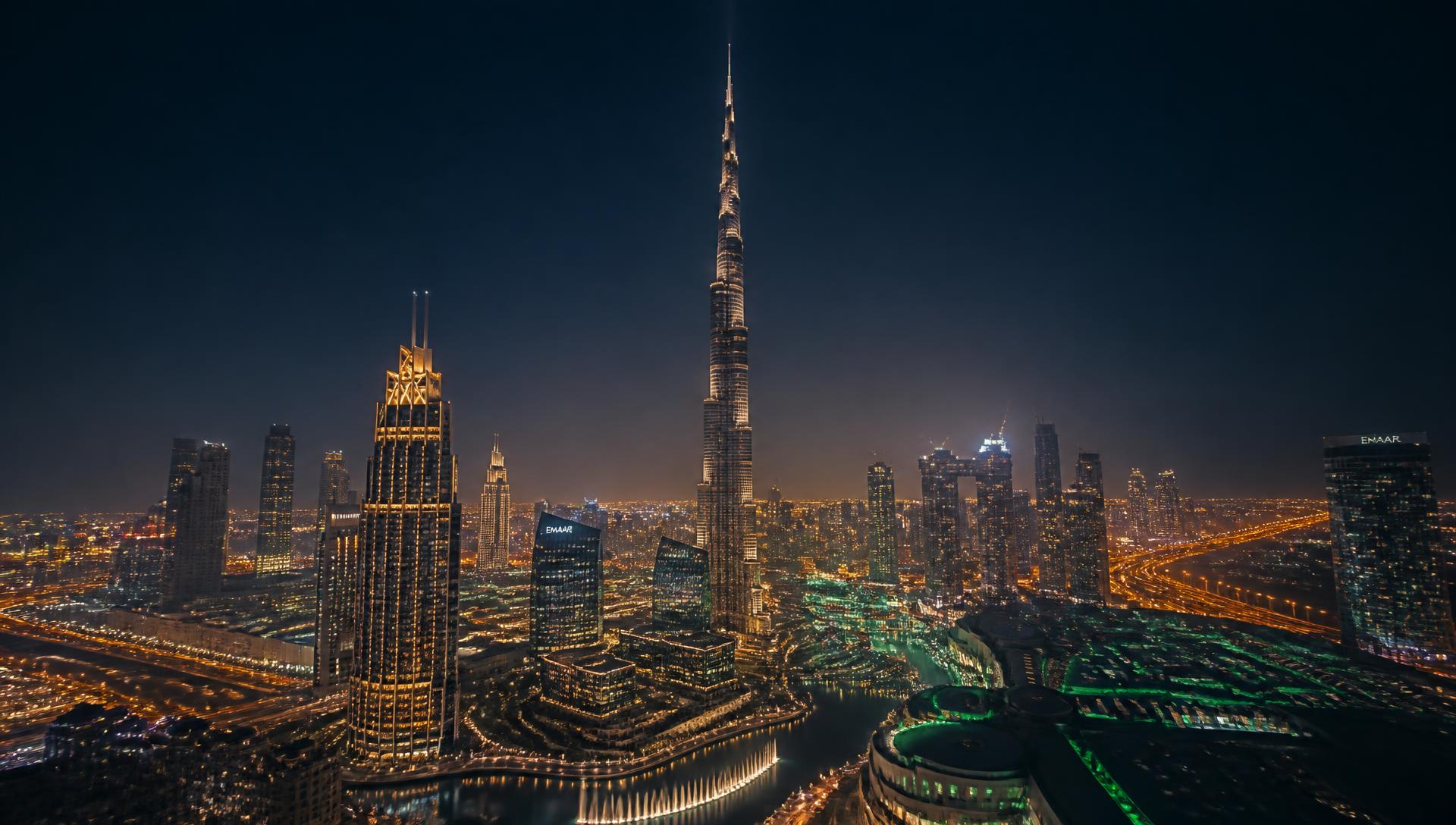 Dubai skyline at night